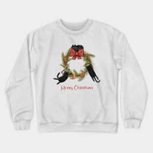 Merry Christmas - Black cats with Santa hat. Crewneck Sweatshirt